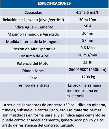 Lanzadora de Concreto Vía Seca o Húmeda KSP-7D