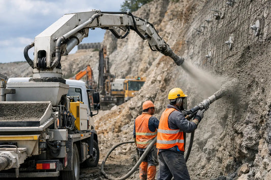 Reseña de bomba shotcrete en obra pesada